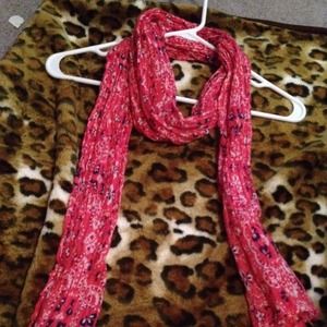 A floral pink and blue scarf