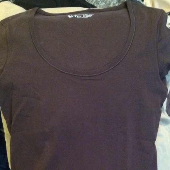 Tee Shop 2 tshirts. One black and one brown.