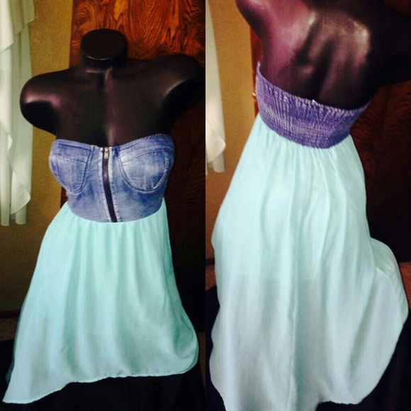 denim minty high low dress