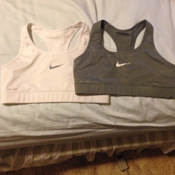 Gray & White Nike Dri-Fit Sports Bras