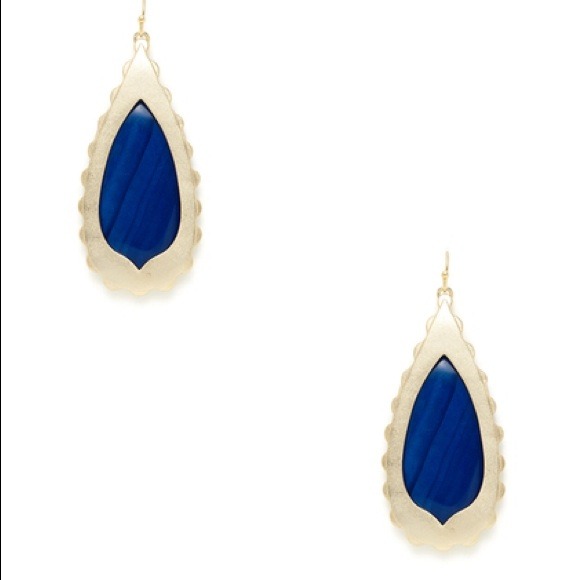 Kendra Scott Gold Earrings Cobalt Blue Stone