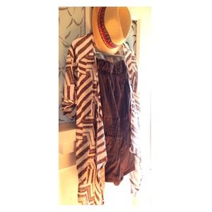 Brown linen romper