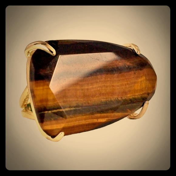Kendra Scott Gold Tiger's Eye Statement Ring 6
