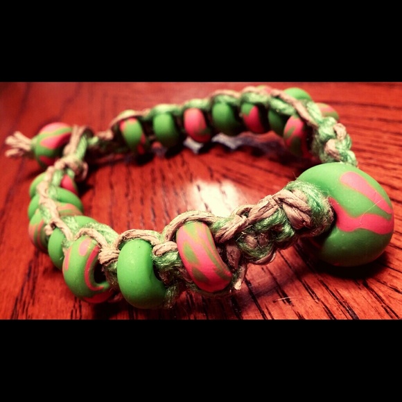 Handmade Hemp Necklace/Anklet with Clay Beads - Picture 2 of 4