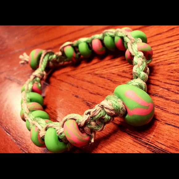 Handmade Hemp Necklace/Anklet with Clay Beads - Picture 3 of 4