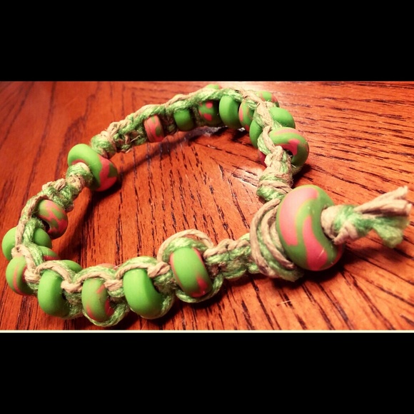 Handmade Hemp Necklace/Anklet with Clay Beads - Picture 4 of 4