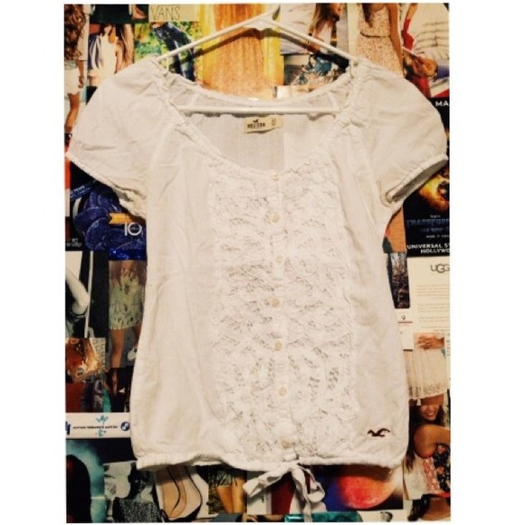 Hollister lace detail shirt