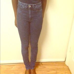 High waist blue acid wash jeans