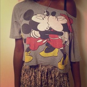 Disney Mickey Mouse off the shoulder grey crop top