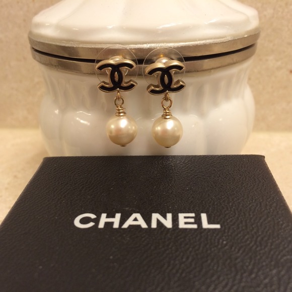 Authentic Chanel pearl earrings.