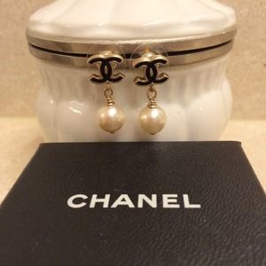 Authentic Chanel pearl earrings.