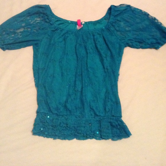 Sparkly Lace turquoise top - Picture 1 of 1
