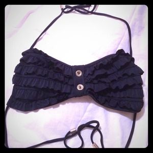 Black Ruffle Bathing Suit Top