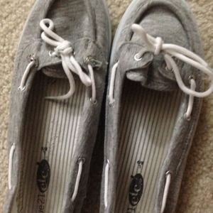 Grey boat shoes with laces