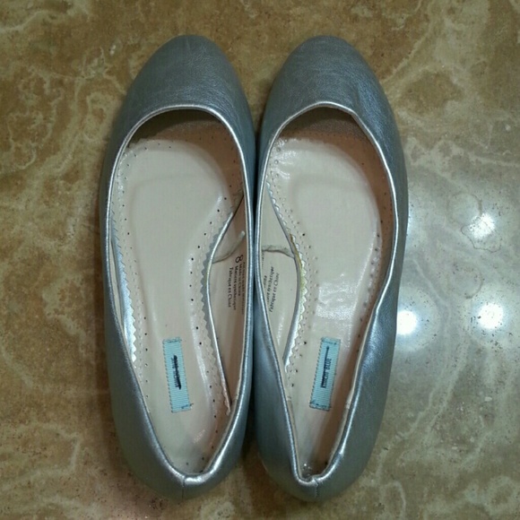 Silver Ballet Flats