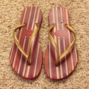 Havaianas red striped flip flops