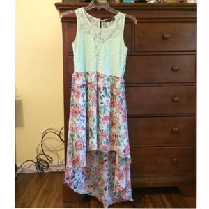 Mint and floral Hi Lo Dress