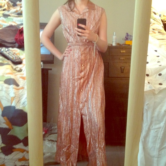 Vintage sleeveless shimmer dress w/ matching belt