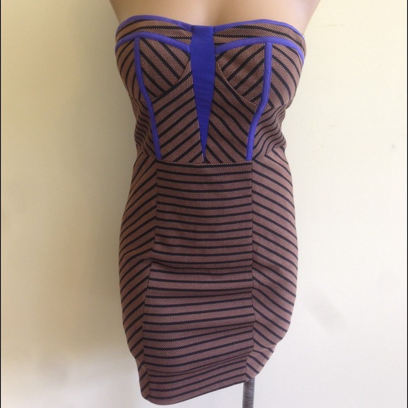 🚫SOLD🚫Brown, black and blue strapless dress - Picture 1 of 1