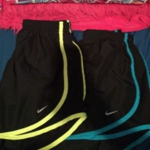 neon yellow and blue nike shorts