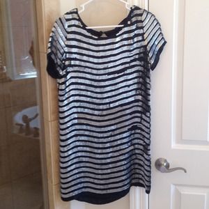 French connection sequin dress black with silver