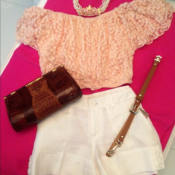 Summer white linen shorts