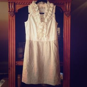 LOFT cream ruffle dress!