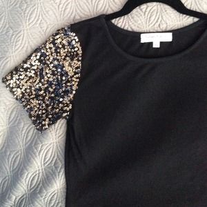 Topshop Sequin Sleeve Top