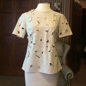 Leather BCBG floral top!