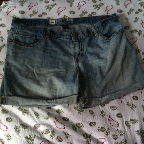Worn out jean shorts