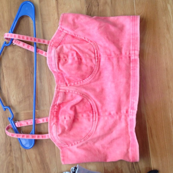 Faux denim crop tops