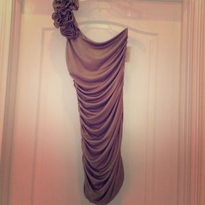 Taupe One-Shouldered Dress