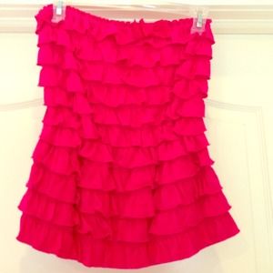 Pink Ruffled Strapless Top