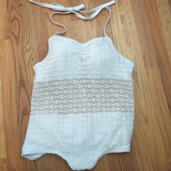 White crochet bathing suit