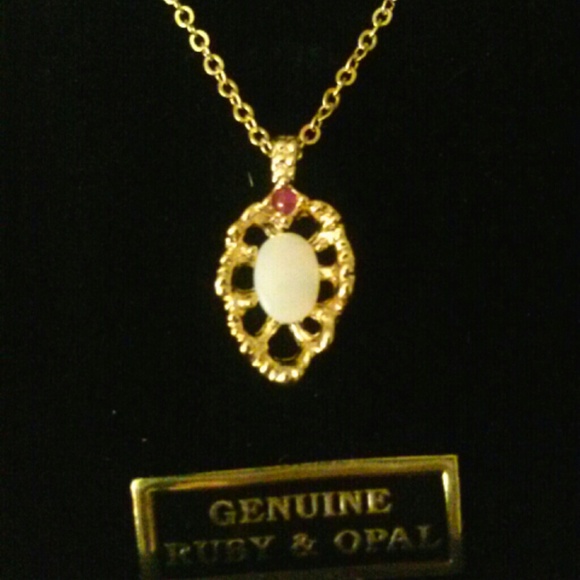 Opal Jewelry - GENUINE OPAL RUBY NECKLACE gold plated