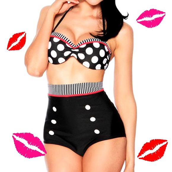 Other - Retro Pinup Style High Waist Bikini