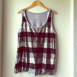 Sequined black and gray tank top