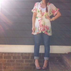 Sheer Floral Kimono-esque Wrap