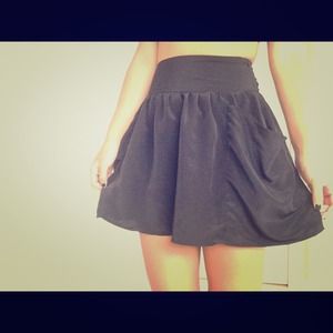Black Silk High Rise Skirt