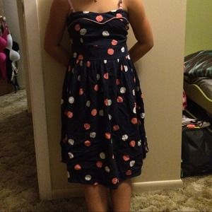 Kids Strapless polka dot knee high dress