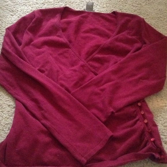 Burgundy top.