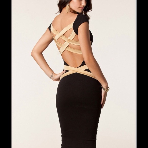 Black Round Neck Summer Bandage Dress - Picture 3 of 4