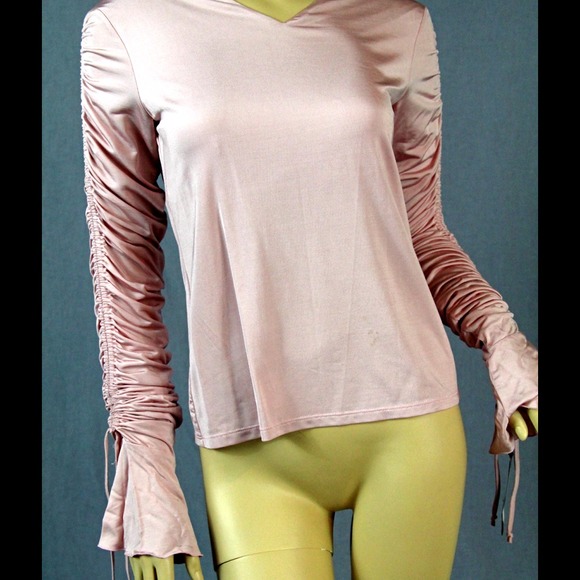 NWT Ferre Pink Blouse Drawstring Sleeve - Picture 1 of 4