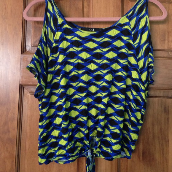Neon Blue/Green Crop Top