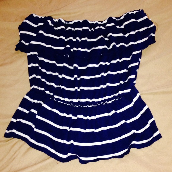 Navy blue with white stripes strapless