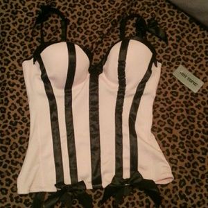 Pink and black corset