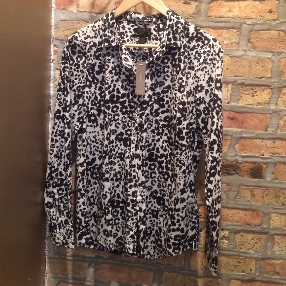 NWT Jcrew Boy Shirt in Cheetah print