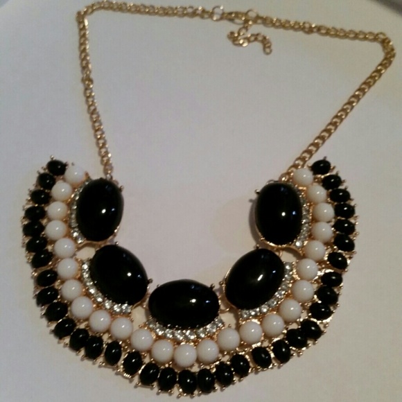 Black white and gold statement necklace