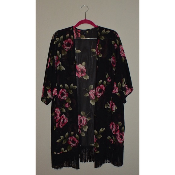 Floral Fringe Kimono