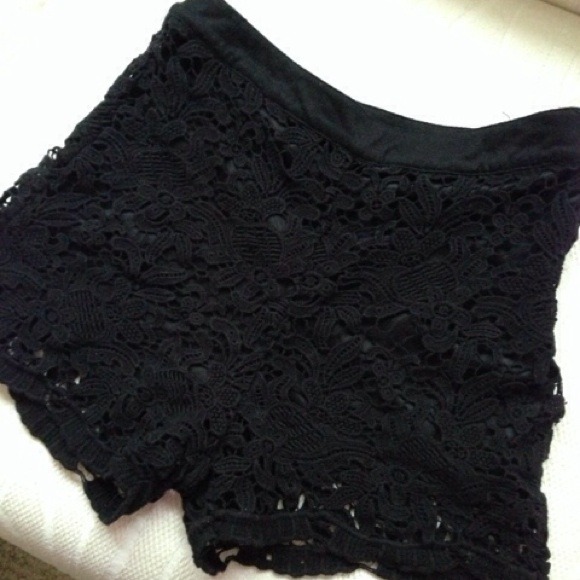 Pants - Black Lace Shorts